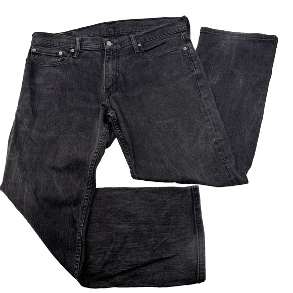 2013 Levi's 514 Black Wash Relaxed Straight Leg Denim Jeans 35x30 Actually 36x29 - Picture 2 of 13